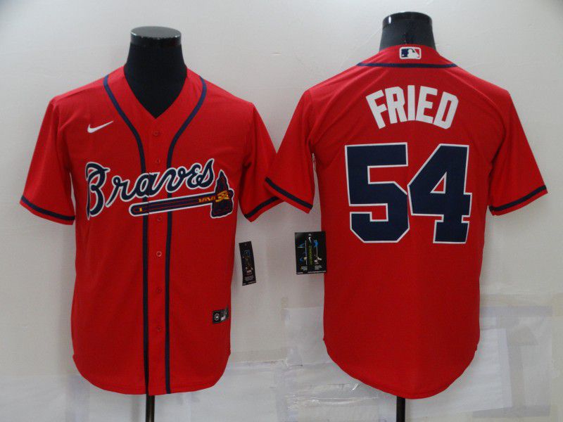 Men Atlanta Braves 54 Max Fried Red Game 2022 Nike MLB Jersey